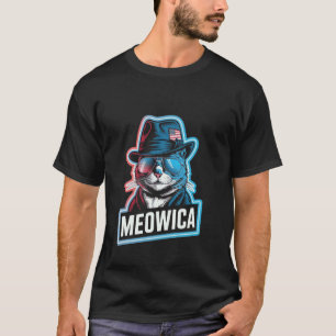 Meowica 4th of July Cat American Flag America USA T-Shirt
