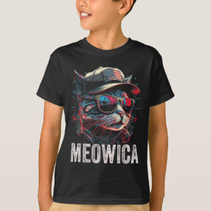 Meowica 4th Of July Cat American Flag America Usa T-Shirt