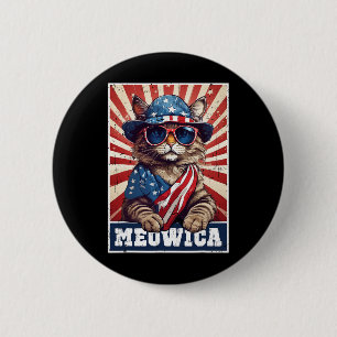 Meowica 4th Of July Cat American Flag Cat Funny 4t 6 Cm Round Badge