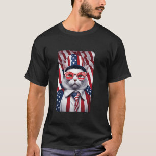 Meowica 4th of July Cat American Flag Cat Funny 4t T-Shirt