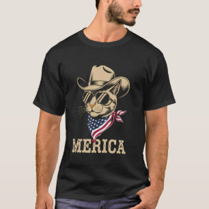 Meowica 4th of July Cat American Flag Cat T-Shirt