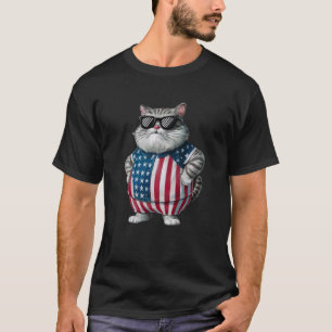 Meowica 4th Of July Cat American Flag Design T-Shirt