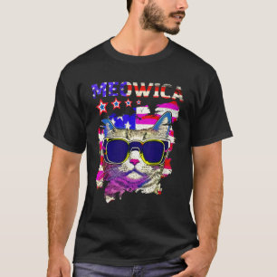 Meowica 4th Of July  Cat American Flag USA Patriot T-Shirt
