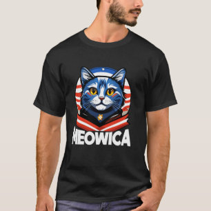 Meowica 4th of July Cat Graphic American Flag Amer T-Shirt