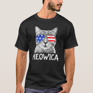 Meowica 4th Of July Cat Merica Usa Flag Kitten T-Shirt