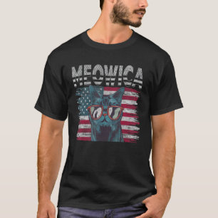 Meowica 4th Of July Cat Patriotic Usa American Fl T-Shirt
