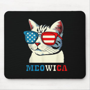Meowica 4th Of July Cat Sungles American Usa Flag Mouse Pad