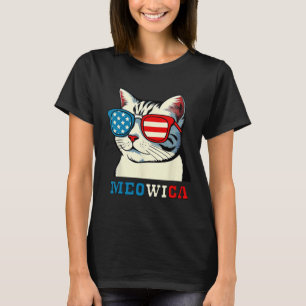 Meowica 4th Of July Cat Sungles American Usa Flag T-Shirt