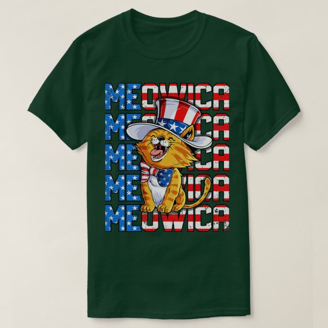Meowica 4th of July Merica Cat American Flag Uncle T-Shirt (Design Front)