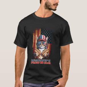 Meowica 4th of July Patriotic Cat American Flag 4t T-Shirt