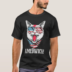 Meowica Ameowica 4th Of July Independence Day Cat T-Shirt