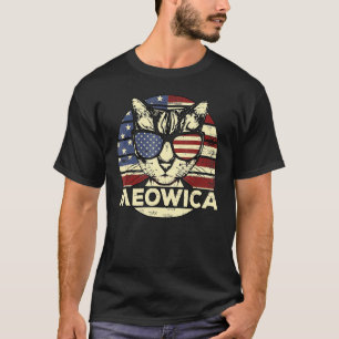 Meowica American Cat 4th Of July Flag Sunglasses P T-Shirt