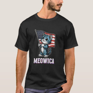 Meowica American Flag Cat 4th of July T-Shirt