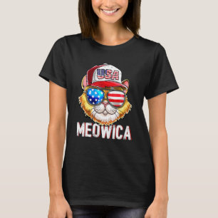 Meowica American Flag Cat 4th Of July Trucker Hat T-Shirt