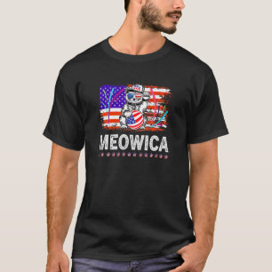 Meowica American Flag Cat Sunglasses Patriotic T-Shirt