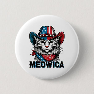 Meowica American Flag Funny 4th Of July Patriotic 6 Cm Round Badge