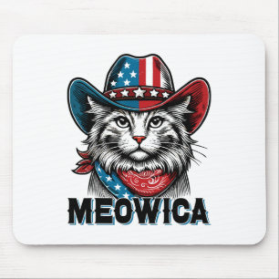 Meowica American Flag Funny 4th Of July Patriotic Mouse Pad