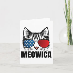 Meowica Americat 4th Of July Usa Flag Sungl Funny Card