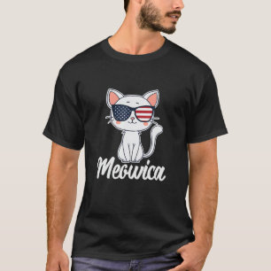 Meowica Cat 4 H Of July Usa American Flag Merica T-Shirt