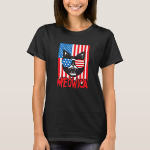 Meowica Cat 4th July America Independence Day Patr T-Shirt