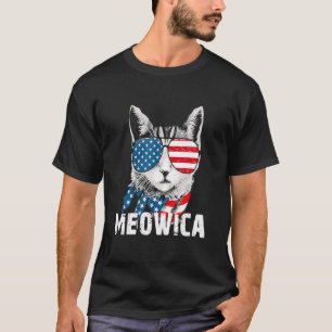 Meowica Cat 4th Of July Merica Men Women Usa Ameri T-Shirt