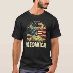 Meowica Cat 4th Of July Merica Men Women Usa Ameri T-Shirt