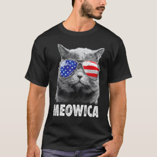 Meowica Cat 4th Of July Merica Men Women Usa Ameri T-Shirt