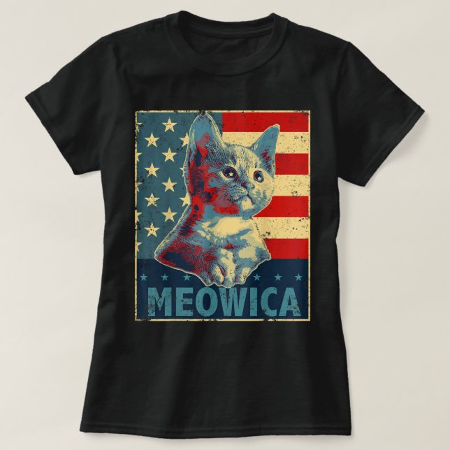 Meowica Cat 4th of July Patriotic American Flag Gi T-Shirt (Design Front)