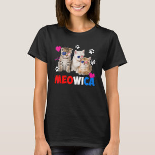 Meowica  Cat America Flag Glasses 4th Of July T-Shirt