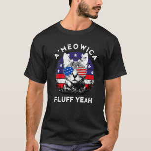 Meowica Cat American Flag Patriotic Usa 4th Of Ju T-Shirt