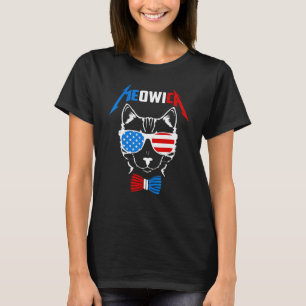 Meowica Cat American Flag Sunglasses Patriotic 4th T-Shirt