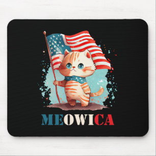 Meowica Cat For 4th Of July Usa Patriotic American Mouse Pad