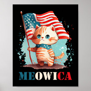 Meowica Cat For 4th Of July Usa Patriotic American Poster