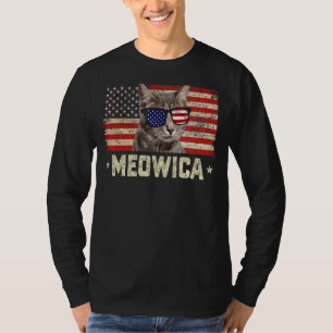 Meowica Cat Fourth 4th Of July Patriotic Usa Ameri T-Shirt