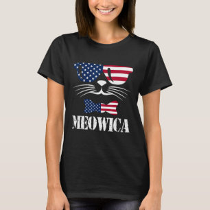 Meowica Cat Kitty 4th Of July American Sunglasses T-Shirt