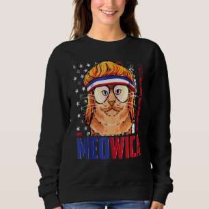 Meowica Cat Mullet American Flag Patriotic 4th Of Sweatshirt