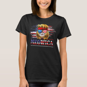 Meowica Cat Mullet American Flag Patriotic 4th Of  T-Shirt