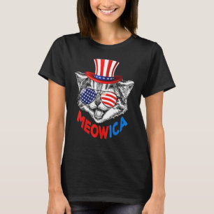 Meowica Cat Patriotic July 4th American Flag USA G T-Shirt