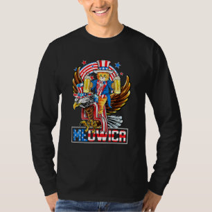 Meowica Cat Riding Eagle 4th Of July Patriotic Ame T-Shirt