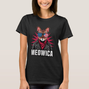 Meowica Cat Rock Fun 4th of July Patriotic Cat Ame T-Shirt