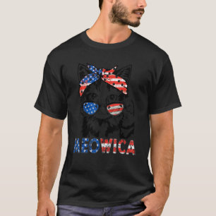 Meowica Cat Sunglasses American Flag 4th Of July M T-Shirt