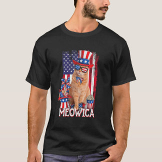 Meowica Cat Sunglasses American Flag Cat 4th Of J T-Shirt