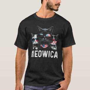 MEOWICA Cat Sunglasses Merica Kitty American Flag  T-Shirt