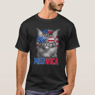 Meowica Cat With Usa Flag Sunglasses Happy 4th Of T-Shirt