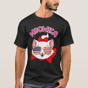 Meowica cute cat sunglass USA Patriotic 4th July M T-Shirt