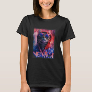 Meowica Hippie Cat 4th of July Graffiti Design Cat T-Shirt