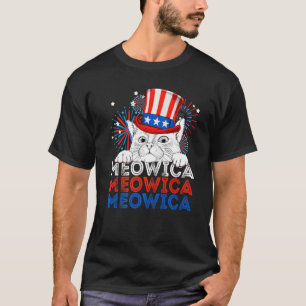 Meowica Kitty American Flag Patriotic 4th Of July T-Shirt
