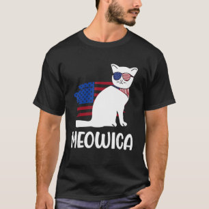 Meowica Kitty Cat American Flag 4th Of July Indepe T-Shirt