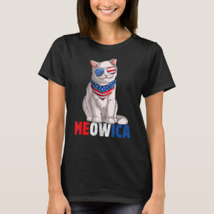 Meowica Merica Usa American Flag Patriotic Cat 4th T-Shirt