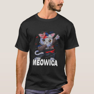 Meowica Ninja Pet Cat 4th Of July Patriotic Americ T-Shirt